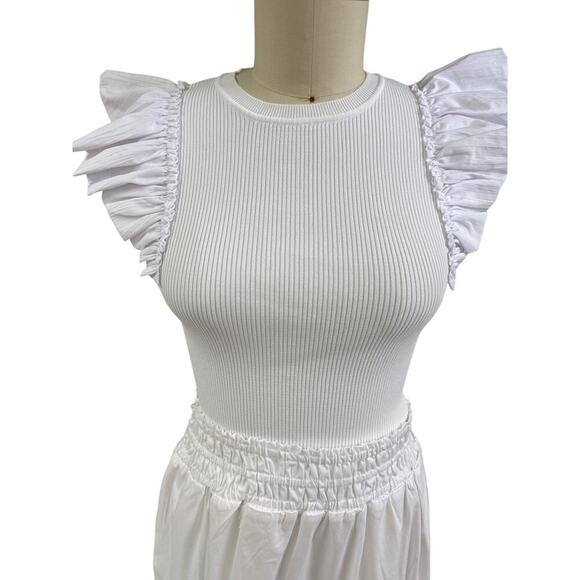 NWT Industry Republic White Ruffle‑Sleeve Top M & Tiered Maxi Skirt XL Set - Picture 2 of 7